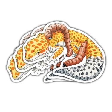 Imagem de 3 peças de adesivos de lagartixa de leopardo, coroa de flores, decalque de vinil para adolescentes, adultos, laptop, carro, scrapbook, caderno, diário, garrafa de água, acessórios para entusiastas de