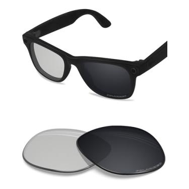 Imagem de BLAZERBUCK Lentes de reposição polarizadas anti-sal para RayBan Meta Wayfarer RW4008 53 mm - Cinza fotocromático polarizado