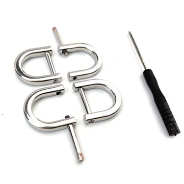 Imagem de VersaKits 4 peças anéis D parafuso em forma de U anel D DIY couro artesanato bolsa chaveiro acessórios (20 mm, prata)