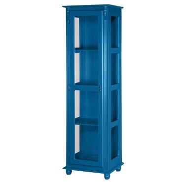Imagem de Cristaleira Torre Lateral Com 1 Porta de Vidro e 3 Prateleiras 108 Azul Céu