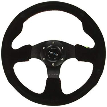 Imagem de NRG Innovations Volante reforçado RST-012S-RS (volante esportivo de camurça de 320 mm com costura vermelha)