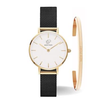 Imagem de Relógio Feminino Dourado Casual Delicado 32mm + Bracelete New Port