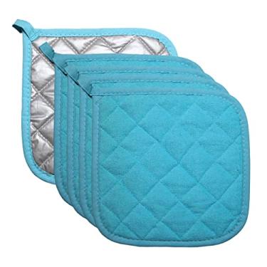 Imagem de 5 PCS Pot Holders for Kitchen, Cotton Potholers with Great Heat Resistance, Hot Pads, Trivets for Cooking and Baking Blue