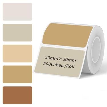 Imagem de STARLIBOO Adesivos de etiquetas térmicas de 4,97 x 3,5 cm, adesivo autoadesivo retangular para impressora térmica direta para preço, código de barras, correspondência (gradiente bege, 30 x 50 mm
