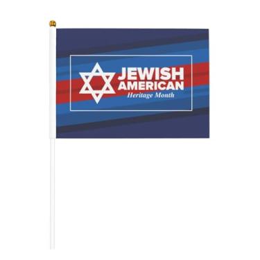Imagem de Bandeiras do Mês Judaico do Mês da Herança Mini Bandeira Portátil Pequenas Bandeiras de Mesa de Seis Peças 14 x 21 cm com Mastro para Festivais Eventos Festa