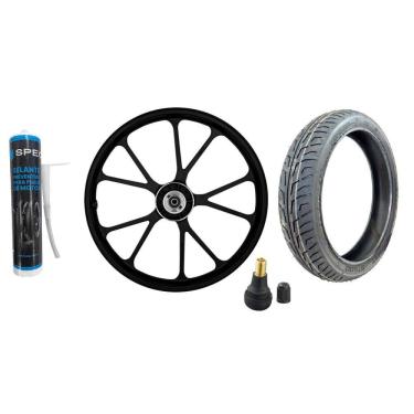 Imagem de Roda Liga Leve Dianteira Honda Cg Titan 150 Fan 150 Esd V-Shape Shiver Disco + Pneu St600 80/100-18 + Bico + Selante