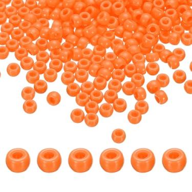 Imagem de Generic 1000 peças de contas de pônei laranja 6 x 9 mm acrílico a granel de plástico para colar, chaveiro, fabricação de joias, brinco, trança de cabelo