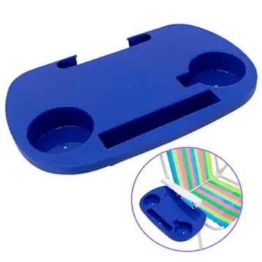 Imagem de Mesa Portátil Para Cadeira De Praia Porta Copos Celular Azul