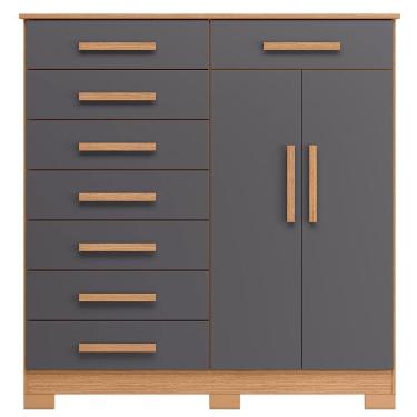 Imagem de Cômoda Sapateira Alta Julieta 8 Gavetas 2 Portas Freijó Titanium