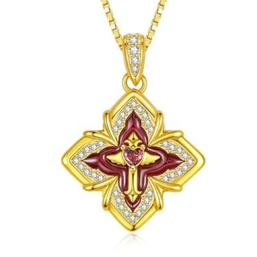 Imagem de HeartMelody Colares de trevo para mulheres, ouro, colar de cruz, presentes de aniversário de casamento, aniversário de casamento, para esposa, mãe, ouro rosa, ouro 18K, joias modernas femininas com