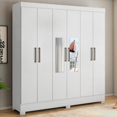 Imagem de Guarda Roupa Casal 6 Portas Com Espelho E 3 Gavetas York - Branco Branco