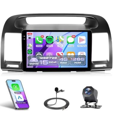 Imagem de Rádio de carro 4 núcleos 4G + 128G Android 15 para Toyota Camry 2000-2006, Rimoody Car Stereo Wireless Carplay Andorid Auto Mirror Link 22 polegadas INCELL tela sensível ao toque GPS WiFi Bluetooth