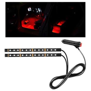 Imagem de MUQIDA Fita de LED para carro, lâmpada de atmosfera interior automotiva de 12 V 24 LEDs com plugue adaptador de cigarro, faixa decorativa de luz noturna neon ambiente sob o painel, acessórios para