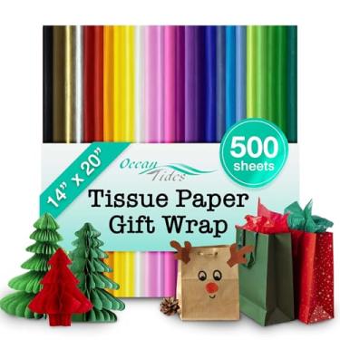 Imagem de Papel de seda Ocean Tides para embrulhos e sacolas de presente, multicolorido, para artesanato, preenchimento, embrulhos e embalagens, 500 folhas, multicolorido sortido de arco-íris (35 x 50 cm)