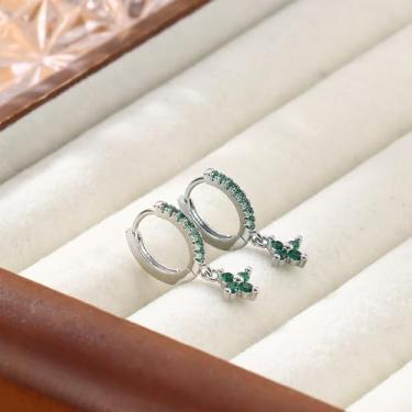 Imagem de Brincos de argola de flor banhados a ouro 14K para mulheres com zircônia cúbica leves pendentes pequenos brincos delicados, standard, Cobre, Sem pedra preciosa