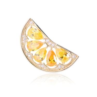 Imagem de RLHRNDE Broche de limão fofo para mulheres strass fruta pequeno broche brilhante cristal morango cereja esmalte broche Natal aniversário art déco joias presentes, Medium, Metal, Zircônia cúbica
