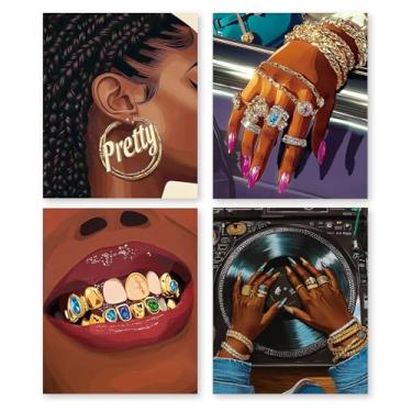 Imagem de RLTXBUK Pacote com 4 kits de arte de diamante para mulheres negras, presentes afro-americanos, kits de arte de pintura de diamante para adultos, crianças, iniciantes, presentes para mulheres negras 24