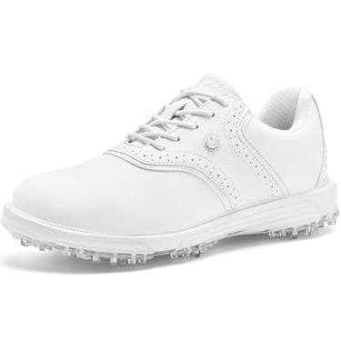 Imagem de DARIBOM Tênis de golfe masculino Traditions sola fixa sem pregos, impermeável, sem pontas, tamanho 38-48, Branco, 38