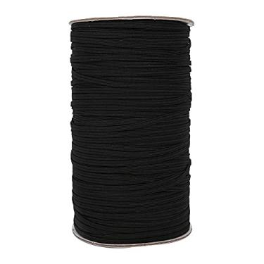 Imagem de Elástico de borracha, corda elástica, alta elasticidade, multifuncional, extensível, durável para roupas, punhos, cintos, artesanato, branco, preto, 3mm, 200 jardas, 1 rolo (Preta)