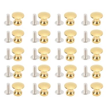 Imagem de Puxador de gaveta dourado com furo único, hardware vintage de liga de zinco para armários de cozinha e gavetas de guarda-roupa, 20 conjuntos de 12x11mm (imitação de ouro)