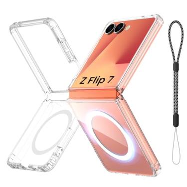 Imagem de Vividarm Capa transparente para Galaxy Z Flip 7, compatível com MagSafe, [sem protetor de tela] Não amarela, proteção de nível militar fina à prova de choque capa protetora para celular para Samsung