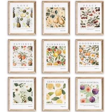 Imagem de Arte de parede de fruto do espírito cristão versículo bíblico tela decoração de parede inspiradora citação religiosa impressão pintura de arte para quarto, sala de estar, sala de aula, igreja, 30,5 x