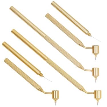 Imagem de GORGECRAFT 2 peças 0,5/0,7 mm caneta de pintura de linha fina para detalhamento de linhas finas aplicadora de escrita fluida inclinada de alumínio dourado para retoque de precisão para carros