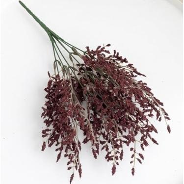 Imagem de Flores Artificiais de Lavanda - Decoração Falsa para Outono e Inverno, Cultivo em Espuma - Ideal para Casamentos e Decoração de Casa, 7 Ramos - 35 cm(Borgonha)