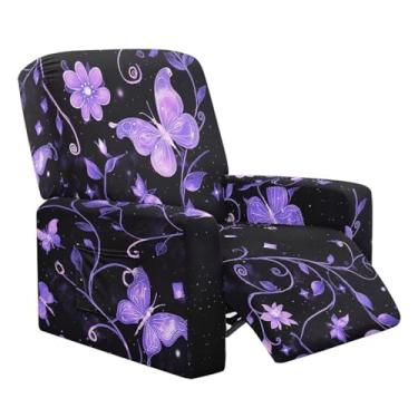 Imagem de HUISEFOR Capas de cadeira reclinável borboleta 4 peças de capas reclináveis antiderrapantes que permanecem no lugar capas confortáveis Lazyboy capa de sofá para cadeira de presente para férias