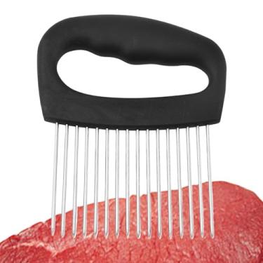 Imagem de Suporte para fatiador de cebola – Cortador de vegetais e cebola | Ferramentas manuais de cozinha de aço inoxidável, cortador de carne para cortar fatiar carne, picador de alimentos para frutas, batata