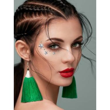 Imagem de Pentagrama 3D de vários grãos imitação de strass feminino decoração de rosto 3D presente de festival de beleza DIY festival de música baile de máscaras para cabelo olhos rosto tatuagem temporária com