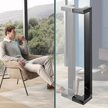 Imagem de Puxador de porta de aço sólido resistente, alça quadrada de superfície polida lisa, maçaneta de vidro de chuveiro antiferrugem, portas internas e externas/ouro rosa/120 cm (47 polegadas) (preto 120 cm