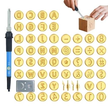 Imagem de Ferramenta de gravação em madeira – Kit de estampagem de madeira – Caneta de temperatura ajustável, modelo de número do alfabeto para iniciantes, gravação em relevo