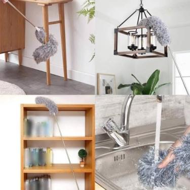 Imagem de Espanador de Pó Microfibra Cabo Extensor Retrátil 2,8m Lavável Limpeza Fácil