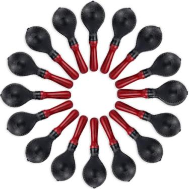 Imagem de Boao 16 peças Maracas para adultos instrumento de percussão durável de 26 cm Rumba Maracas musicais com conchas de plástico ABS e alças de madeira Ritmo transparente para apresentações de festas