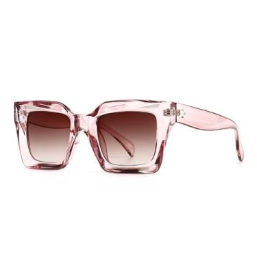 Imagem de Óculos de Sol Femininos Estilo Olho de Gato Retrô, Moda Azul e Roxo, Quadrados, para Homens, com Proteção UV400, para Unhas, Rosa Chá, 1