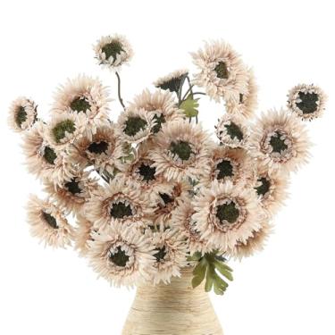 Imagem de LEUCHTAMOR 6 peças de margaridas artificiais gerbera flores falsas margaridas falsas buquê de margaridas falsas para casa, cozinha, sala de estar, banheiro decoração (blush)