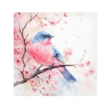 Imagem de SEHANY Saco de maquiagem de pano autoadesivo colorido flores primavera pássaro mágico protetor portátil para lente de câmera envoltório cosmético, bolsa de maquiagem aberta para mulheres, itens