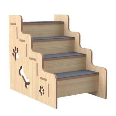 Imagem de Gralara Animais de madeira para animais de estimação Pets Anti -Slip Puppy Stair Gatos macios Rampa para cama alta, para cães mais velhos, cães pequenos