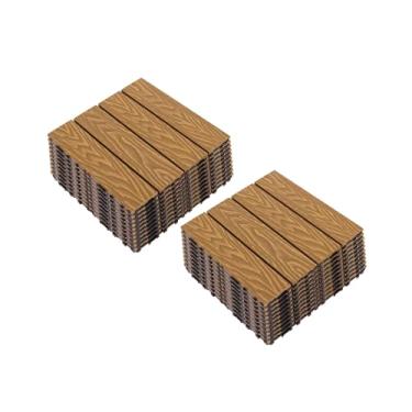 Imagem de Azulejos de deck compostos, tapetes interligados com resistente ao desgaste antiderrapante para terraço terraço varanda 30 cm x 30 cm C1 22 peças