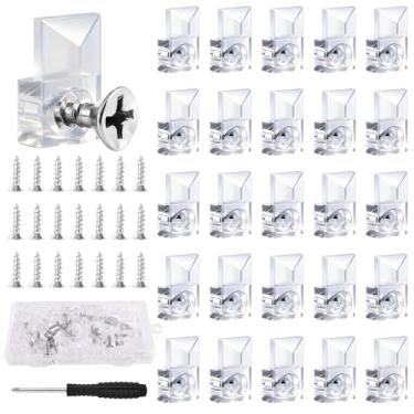 Imagem de Kit de 36 peças de clipes de suporte de espelho de plástico transparente, suportes de espelho para montagem na parede, ferragens de pendurar com parafuso para armário, vidro, porta, parede e molduras