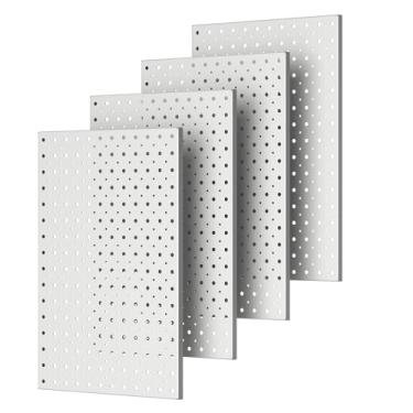 Imagem de Pegboard Smith Painéis de placa de metal, 40,6 cm x 30,5 cm Placas de aço resistente para armazenamento de ferramentas de garagem, sistema organizador de quadro montado na parede (pacote com 4, cinza)