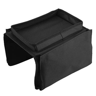 Imagem de ZAWELIYO Apoio de Braço para sofá Pendurado Organizador de Controle Remoto de TV Bolsa de Armazenamento de sofá Durável para Sala de Estar Com Bandeja Porta-copos para e Mesa Bege/marrom, 1 Peça