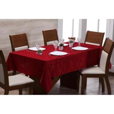 Imagem de Toalha de Mesa Jacquard Natal e Réveillon 4 6 e 8 Lugares – Decoração para Jantar e Eventos Especiais (VERMELHA,12 LUGARES 2.7 X 1.7)
