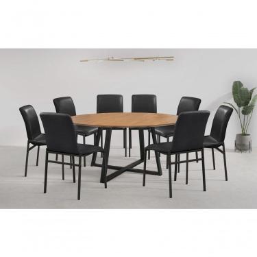 Imagem de Conjunto Mesa Oliva 150cm 8 Cadeiras Premium Gol Decor Cinamomo-preto-preto-preto