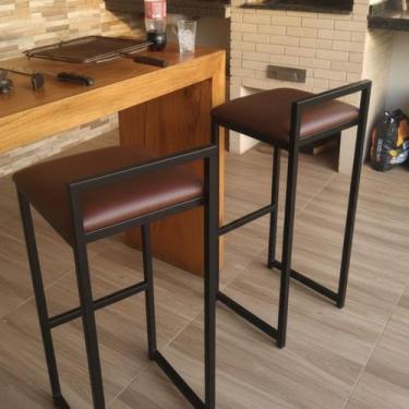 Imagem de Kit 2 Banqueta Alta Balcão Cozinha Luxo Área Gourmet Acabamento da Est