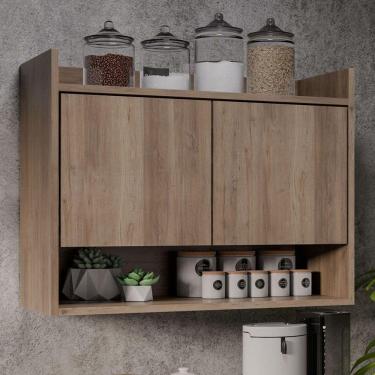 Imagem de Armário Aéreo Cozinha Multiuso Cecília 70cm 02 Portas - Ssx Multicoisas Freijó