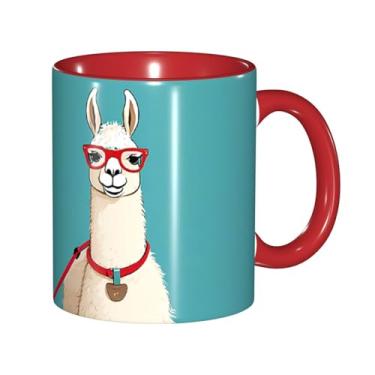 Imagem de Zeraoke Llama In A Scarf Print Canecas de café criativas, personalizadas, presente para a família, tamanho de 325 ml, unissex