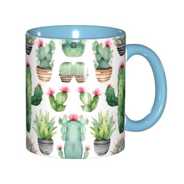 Imagem de Flamingo Plantas Suculentas Impressão Criativa Canecas de Café, Personalizadas, Presente para Família, Tamanho 325 ml, Unissex