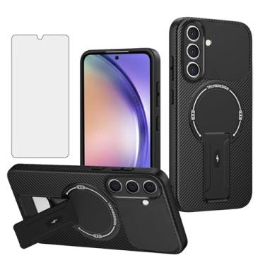 Imagem de Asuwish Capa de telefone para Samsung Galaxy A17/A26 5G Capa magnética de fibra de carbono com protetor de tela de vidro temperado e suporte protetor de celular fino acessórios A 17 26 17A 26A 4G